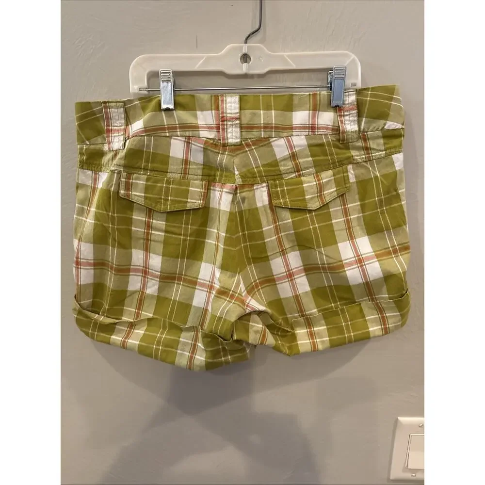 J.Crew Mid Rise Shorts Green Plaid Cuffed Size 8 City Fit Summer‎ Beach Y2K